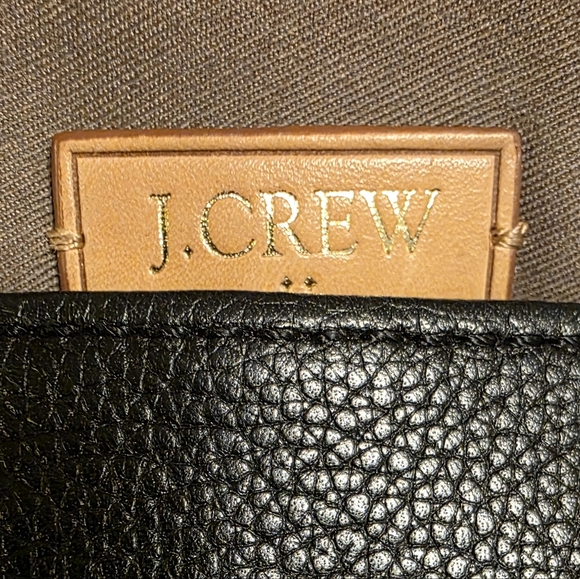 J. Crew Classic  Black Pebbled Leather Envelope Chain Strap Convertible Clutch - Picture 3 of 12